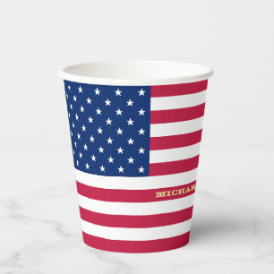 USA American Flag Patriotic Personalisiert Monogra Pappbecher
