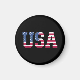 USA American Flag Patriotic Red White Blue Stars & Magnet