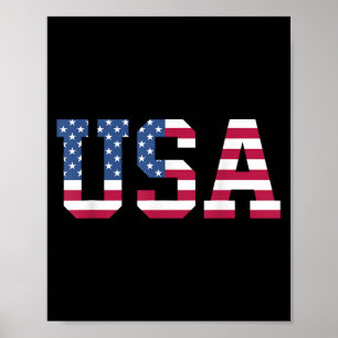 USA American Flag Patriotic Red White Blue Stars & Poster