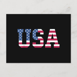 USA American Flag Patriotic Red White Blue Stars & Postkarte