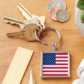 USA American Flag Patriotic Square Metal Schlüssel Schlüsselanhänger