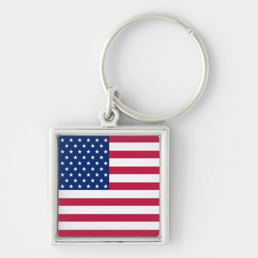 USA American Flag Patriotic Square Metal Schlüssel Schlüsselanhänger (Vorne)