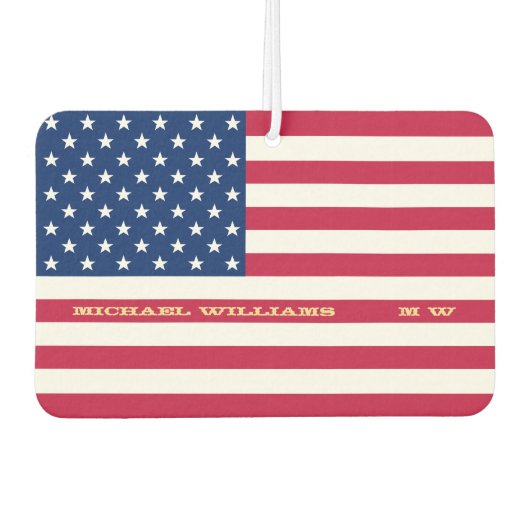 USA American Flag Patriotic Zitat Mit Monogramm Ca Autolufterfrischer (Vorderseite)
