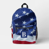 USA American Flag Personalisiert Monogram Patrioti Bedruckter Rucksack (Vorderseite)