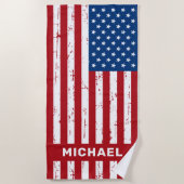 USA American Flag Red Blue Personalisiert Patrioti Strandtuch (Vorderseite)