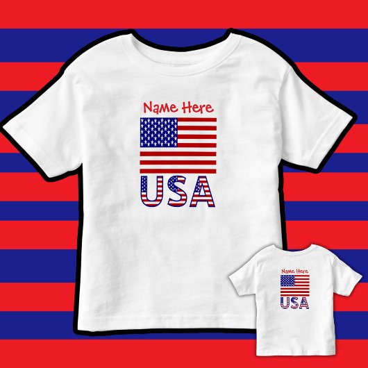 USA American Flag Red Personalisiert Kleinkind T-shirt