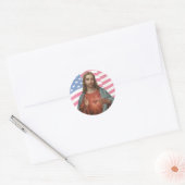 USA AMERICAN FLAG SACRED HEART OF JESUS RUNDER AUFKLEBER (Umschlag)
