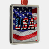 USA - American Flag Sq Metal Christmas Ornament Aus Metall (Rechts)