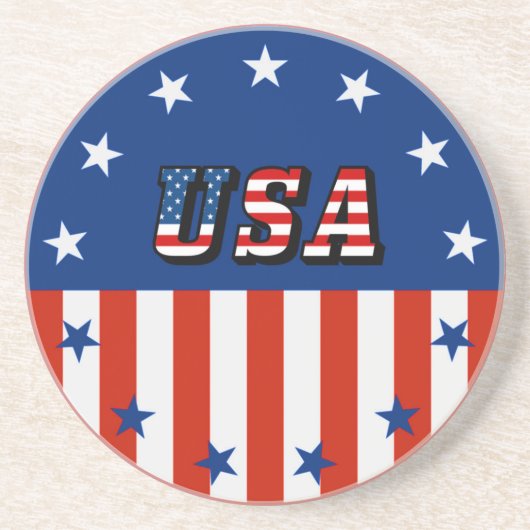 USA - American Flag Stars Circle Beverage Coasters Getränkeuntersetzer (Vorne)