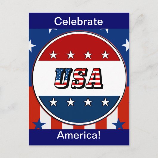 USA - American Flag & Stars in Circle #2 Postcard Postkarte (Vorderseite)