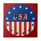 USA - American Flag & Stars in Circle Keramik Tile Fliese (Vorderseite)