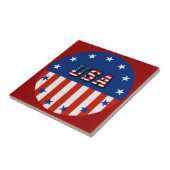 USA - American Flag & Stars in Circle Keramik Tile Fliese (Seite)