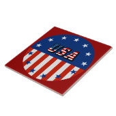 USA - American Flag & Stars in Circle Keramik Tile Fliese (Seite)