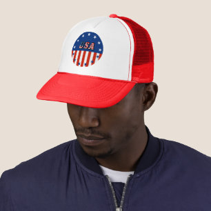 USA - American Flag & Stars in Circle Trucker Hat Truckerkappe