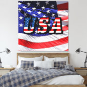 USA - American Flag Stretched Canvas Print Leinwanddruck (Insitu (Schlafzimmer))