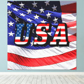 USA - American Flag Stretched Canvas Print Leinwanddruck (Insitu (Holzboden))