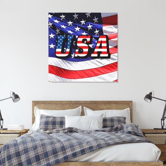 USA - American Flag Stretched Canvas Print Leinwanddruck (Insitu (Schlafzimmer))