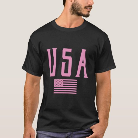 Usa American Flag Text K Print T-Shirt (Vorderseite)