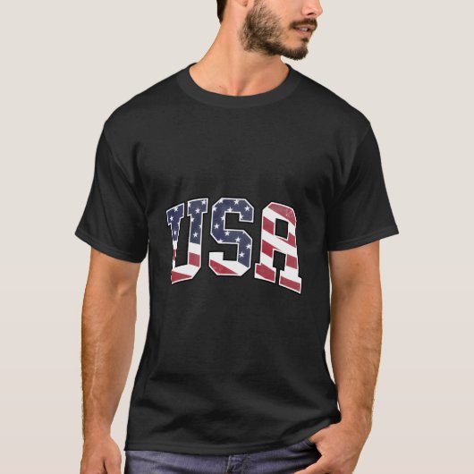 Usa American Flag Text Patriotic T-Shirt (Vorderseite)