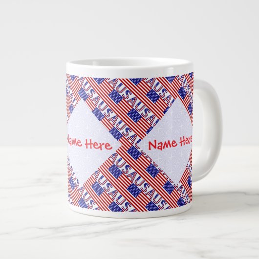 USA American Flag Tile Red Personalisiert Jumbo-Tasse (Vorderseite Rechts)