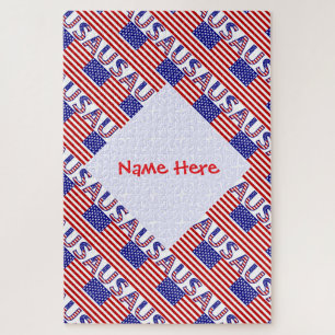 USA American Flag Tile Red Personalisiert Puzzle