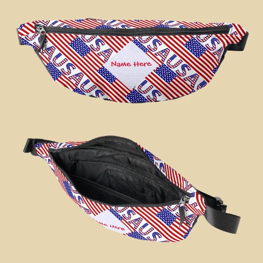USA American Flag Tíled Red Personalization Bauchtasche