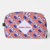 USA American Flag Tíled Red Personalization Waschbeutel (Vorderseite)