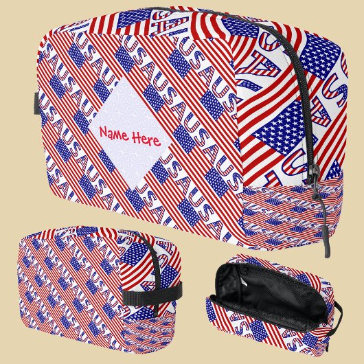 USA American Flag Tíled Red Personalization Waschbeutel
