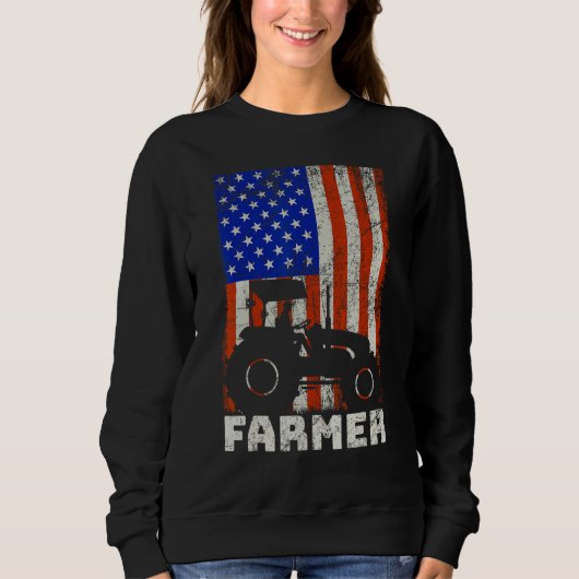 USA American Flag Tractors Farming Sweatshirt (Vorderseite)