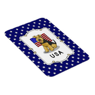 USA American Flag Welsh Terrier Dog Niedlich Patri Magnet
