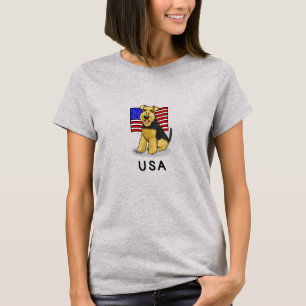 USA American Flag Welsh Terrier Dog Niedlich Patri T-Shirt