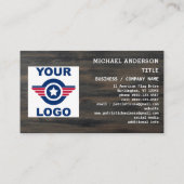 USA American Flag Your Logo Rustic Wood Patriotic Visitenkarte (Rückseite)
