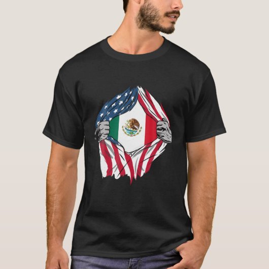 USA American Grown Mexican Roots T Shirt (Vorderseite)