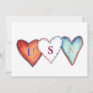 USA American Hearts Invite Einladung