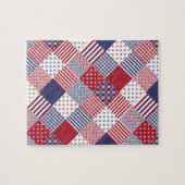 USA Americana Diagonal Red White & Blue Quilt Puzzle (Horizontal)