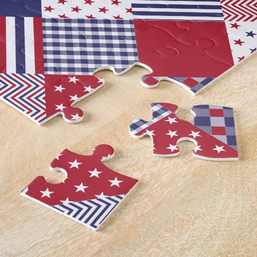USA Americana Diagonal Red White & Blue Quilt Puzzle (Seite)