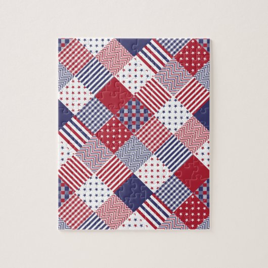 USA Americana Diagonal Red White & Blue Quilt Puzzle (Vertikal)