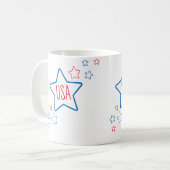 Usa Americana Fourth Of July Shooting Stars Kaffeetasse (Vorderseite Links)