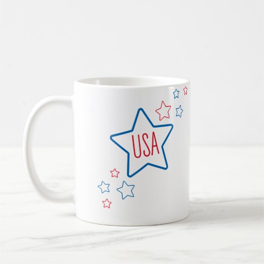 Usa Americana Fourth Of July Shooting Stars Kaffeetasse (Links)