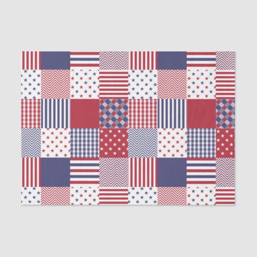 USA Americana Patchwork Red White & Blue Seidenpapier (Vorderseite)