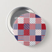 USA-AmericanaPatchwork-rotes weißes u. blau Button (Vorne & Hinten)