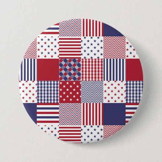 USA-AmericanaPatchwork-rotes weißes u. blau Button (Vorderseite)