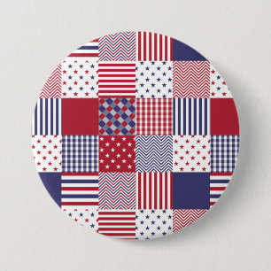 USA-AmericanaPatchwork-rotes weißes u. blau Button