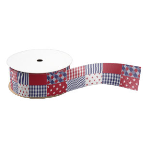 USA-AmericanaPatchwork-rotes weißes u. blau Ripsband