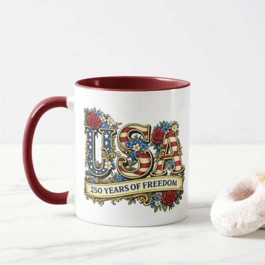 USA America's 250th Anniversary Tasse (Mit Donut)