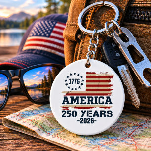 USA Amerika 250 Jahrestag Vintage-Flagge Schlüsselanhänger