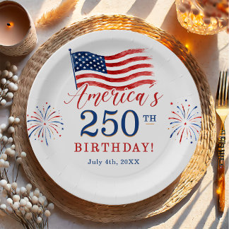 USA Amerika 250. Jubiläum 4. Juli Party Pappteller