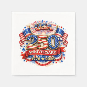 USA Amerika 250. Jubiläum Aquarell Patriotisch Serviette