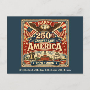 USA Amerika 250. Jubiläum Vintage Patriotisch Postkarte