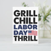 USA Amerika Grill Chill Labour Day Thrill GRILLEN Dankeskarte (Stehend Vorderseite)